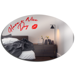 Oval mirror - wall mirror - mirror with phrase - mirror with writing - wall mirror