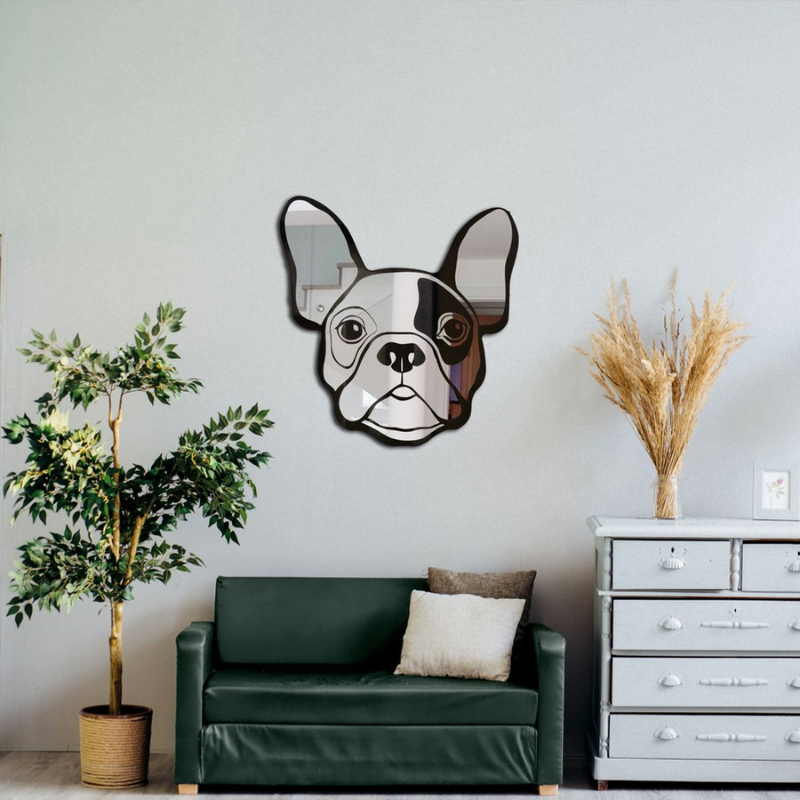 French Bulldog wall mirror, handmade mirrors made in Italy