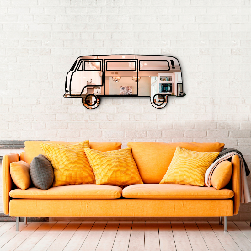 Shaped wall mirror - van - motor world - van life -