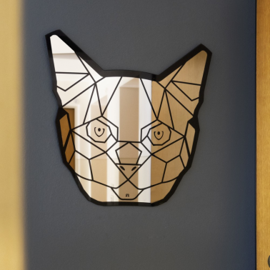 cat-shaped wall mirror - animal mirrors - carved glass