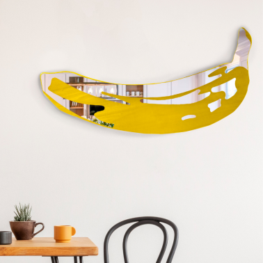 banana-shaped wall mirror - carved glass - pop mirror