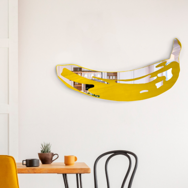 banana wall mirror - carved glass - pop mirror