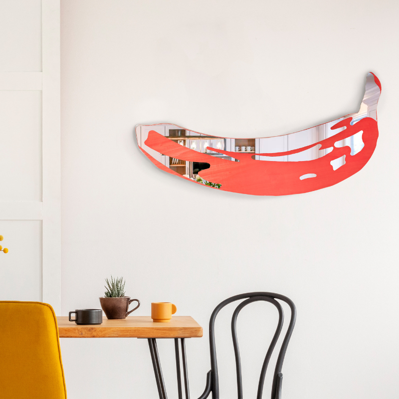 banana wall mirror - carved glass - pop mirror