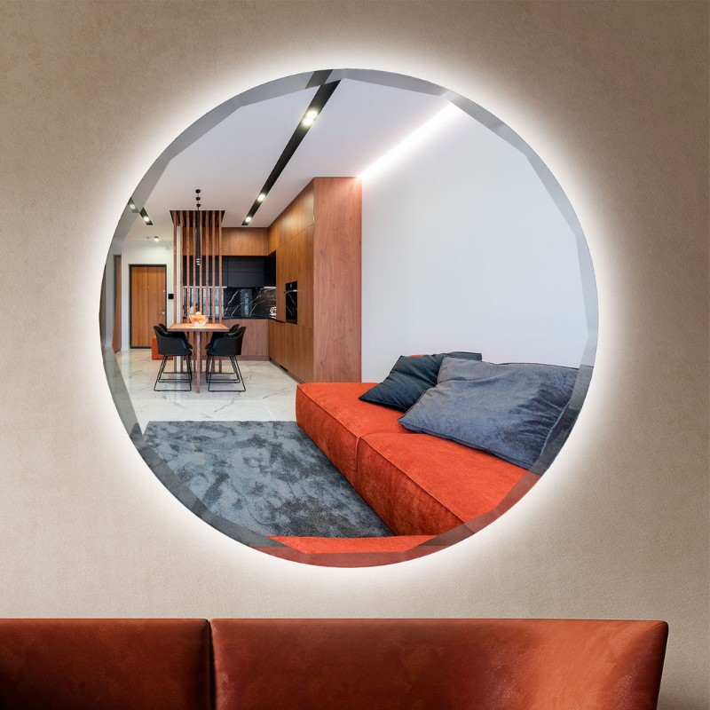 circular bevelled mirror with LED Berlin