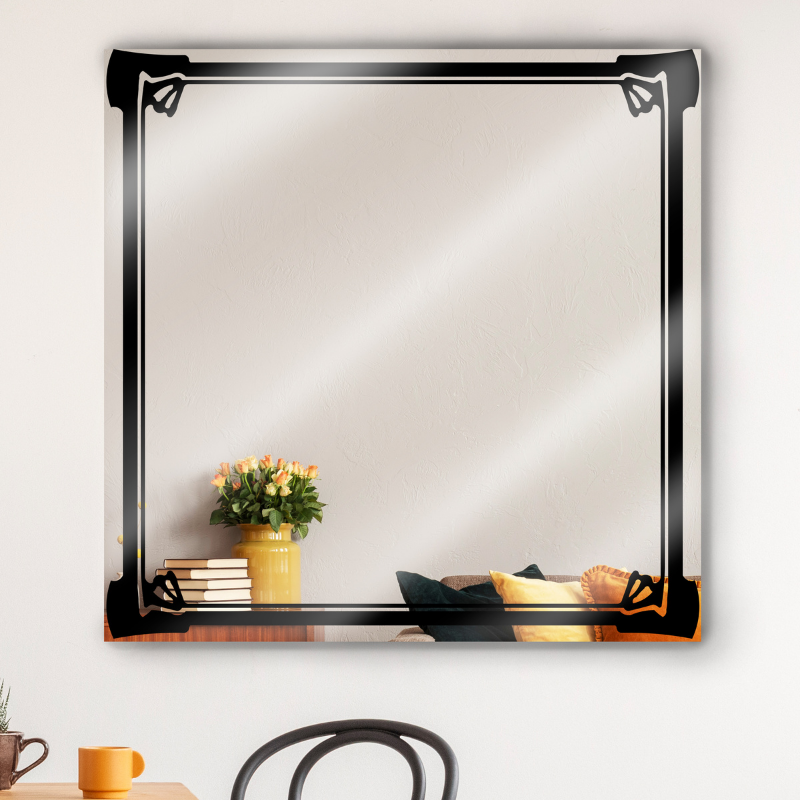 Marigold square wall mirror, regal and refined.