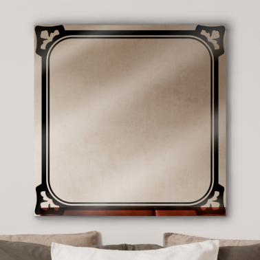 Meridien square wall mirror, decorated at the edges, classic style.