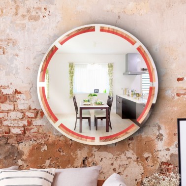 Circular wall mirror Toulipier red