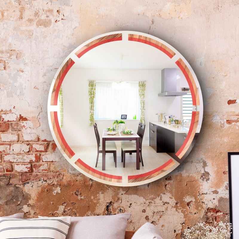 Circular wall mirror Toulipier yellow + led