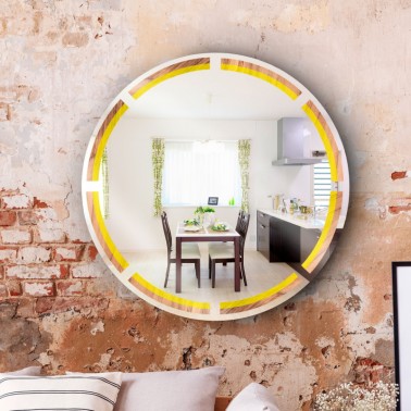 Circular wall mirror Toulipier yellow