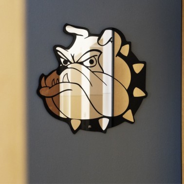 Bulldog dog wall mirror - animal mirrors - carved glass