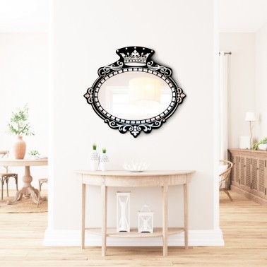 oval wall mirror decorated with crown