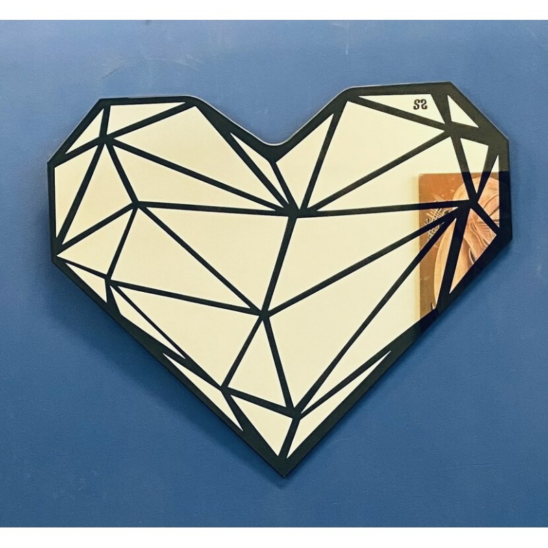 Carved heart-shaped wall mirror - shaped glass