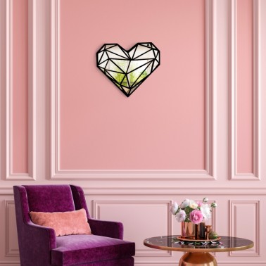 Carved heart-shaped wall mirror - shaped glass