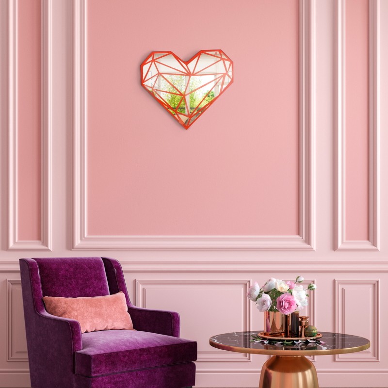 Carved heart-shaped wall mirror - shaped glass