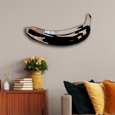 banana-shaped wall mirror - carved glass - pop mirror