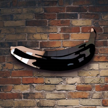 banana-shaped wall mirror - carved glass - pop mirror