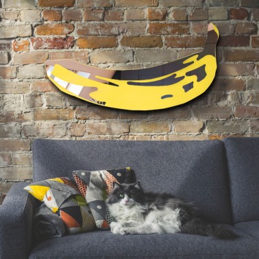 banana-shaped wall mirror - carved glass - pop mirror