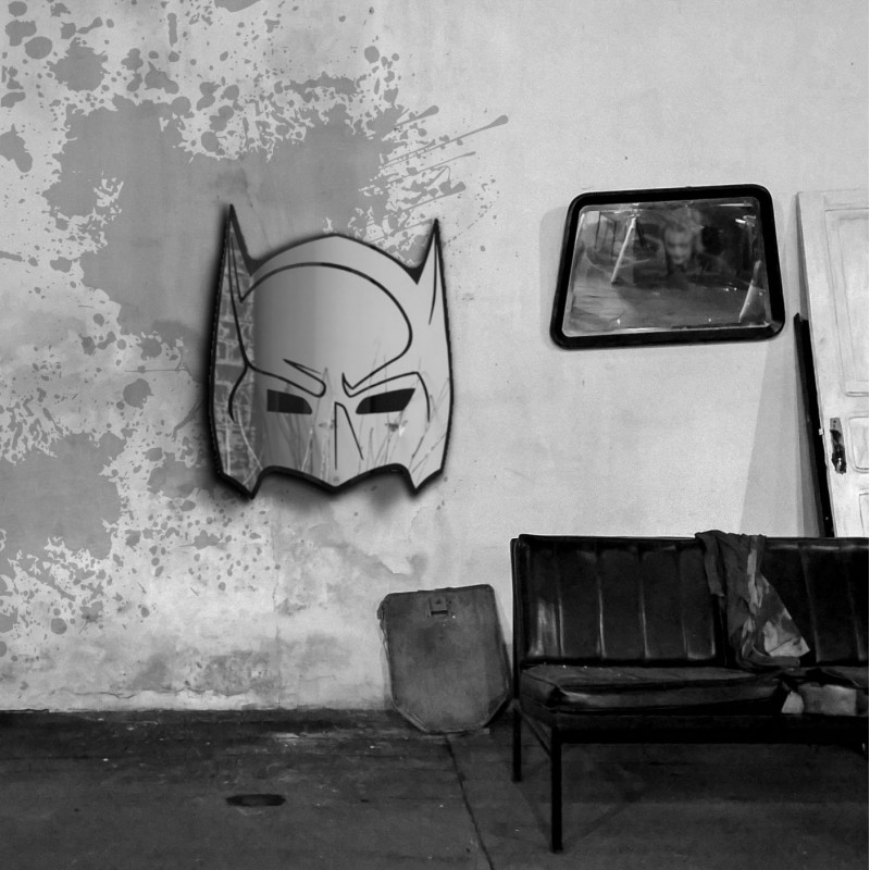 Specchio da parete artigianale - tributo a Batman