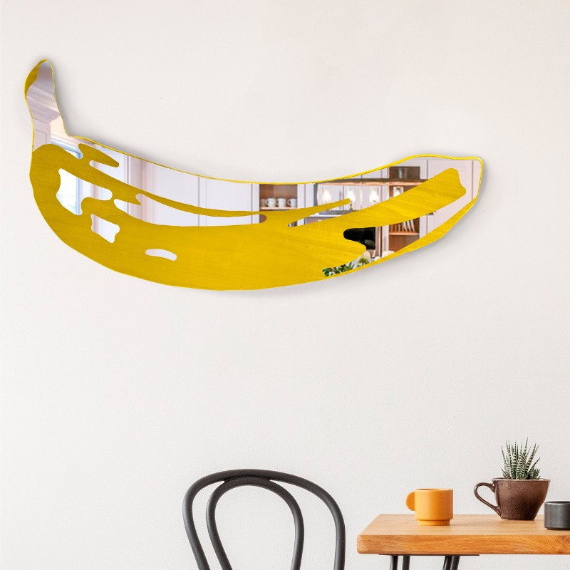 banana wall mirror - carved glass - pop mirror