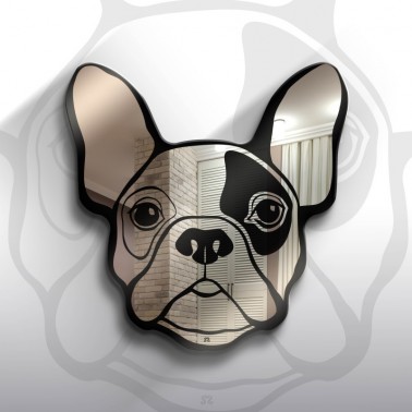 Franzsösische Bulldogge Wandspiegel Gravur Deko Art Bild Design Spiegel -  Motivspiegel Shop