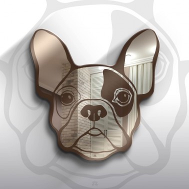 French Bulldog wall mirror - animal mirrors - carved glass