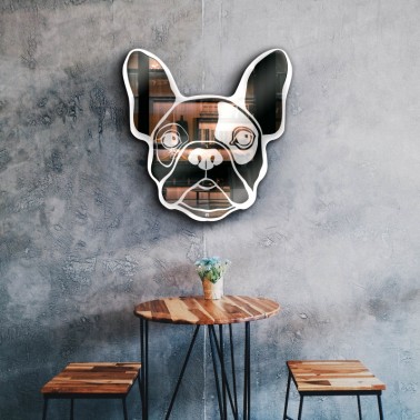 French Bulldog wall mirror - animal mirrors - carved glass