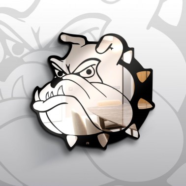 Bulldog dog wall mirror - animal mirrors - carved glass