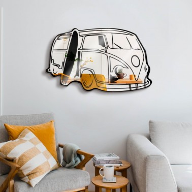 Wall mirror - cut glass - shaped - Van surf - beach boys mirror