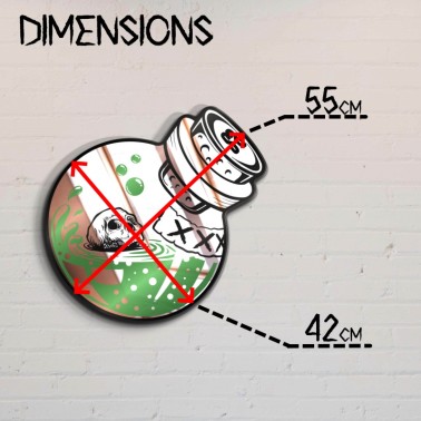 Specchio decorativo sagomato artigianale - ampolla di veleno con teschio nero