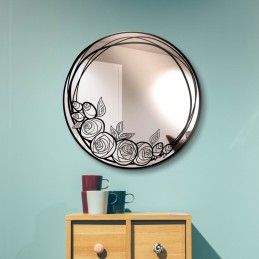 Round wall mirror with roses design - round mirror