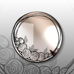 Round wall mirror with roses design - round mirror