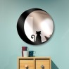 Round mirror with cat on the moon design - round wall mirror