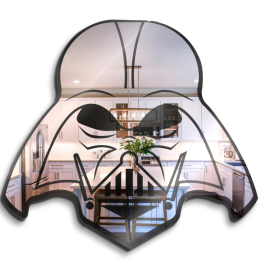 Darth Vader shaped wall mirror - carved glass