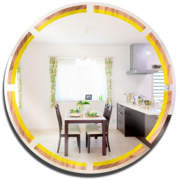 Circular wall mirror Toulipier yellow + led