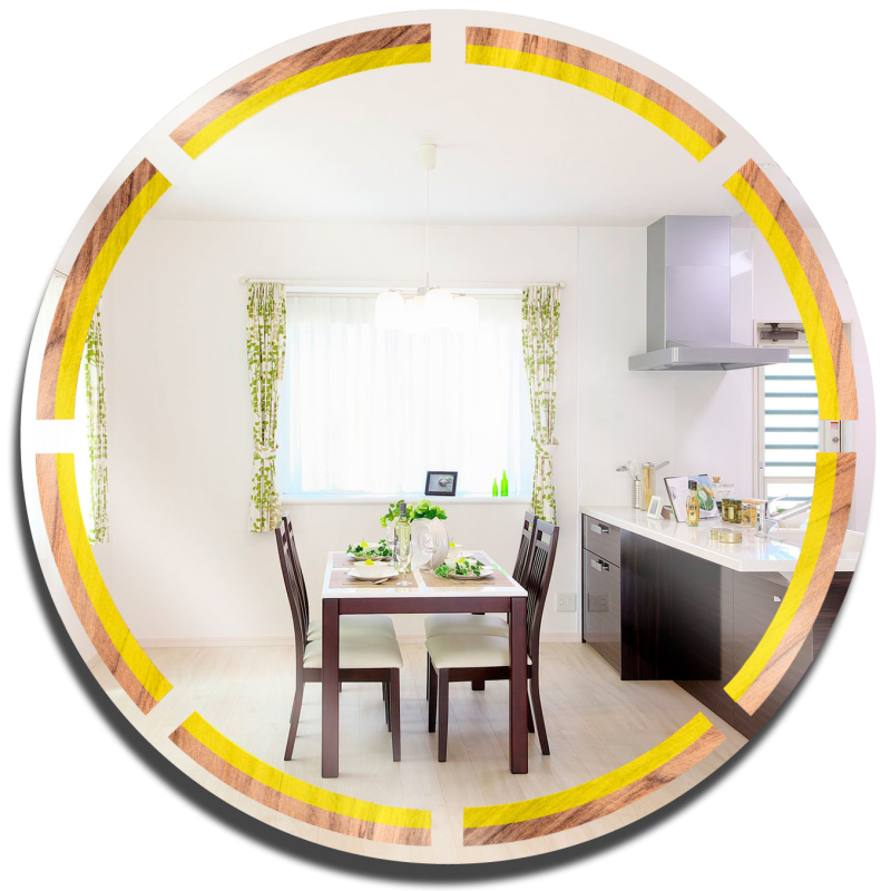 Circular wall mirror Toulipier yellow + led