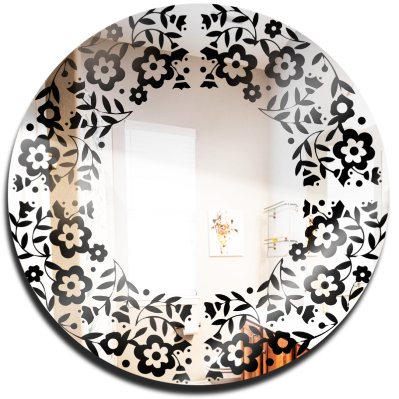 Round wall-mounted mirror decorated Primavera