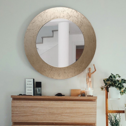 Wall mirror Rotondo - gold finish - backlit mirror - details in Madras ICE