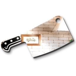 cleaver-shaped mirror - carved glass